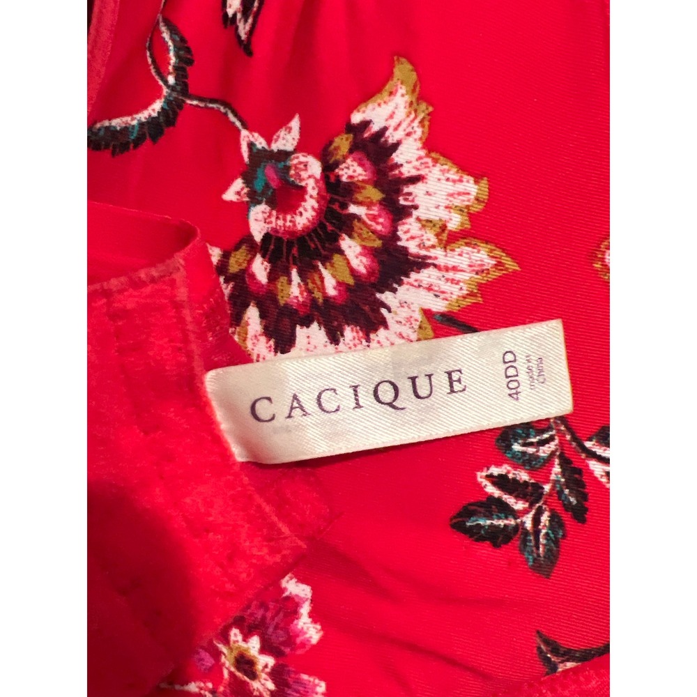Cacique Balconette Red Floral‎ Lace Trim Full Coverage Underwire Bra 40DD